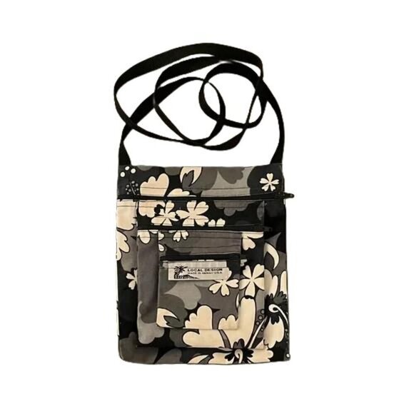 Local Design Handbags - Floral Black and White Crossbody Bag Local Design Made in Hawaii